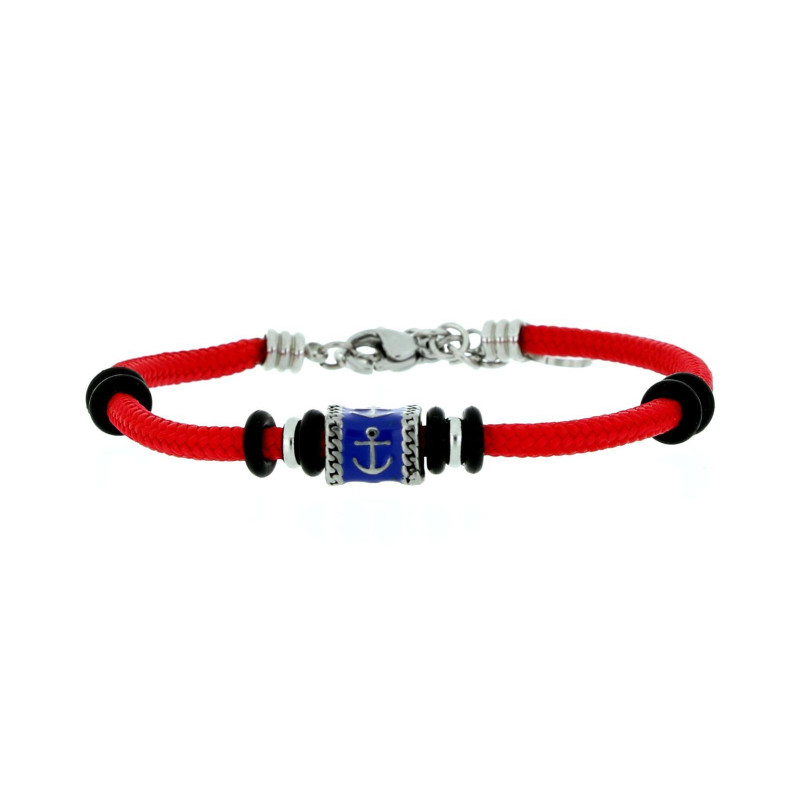 BRACCIALE "PORTOFINO" ROSSO CM 19+3 IN ACCIAIO