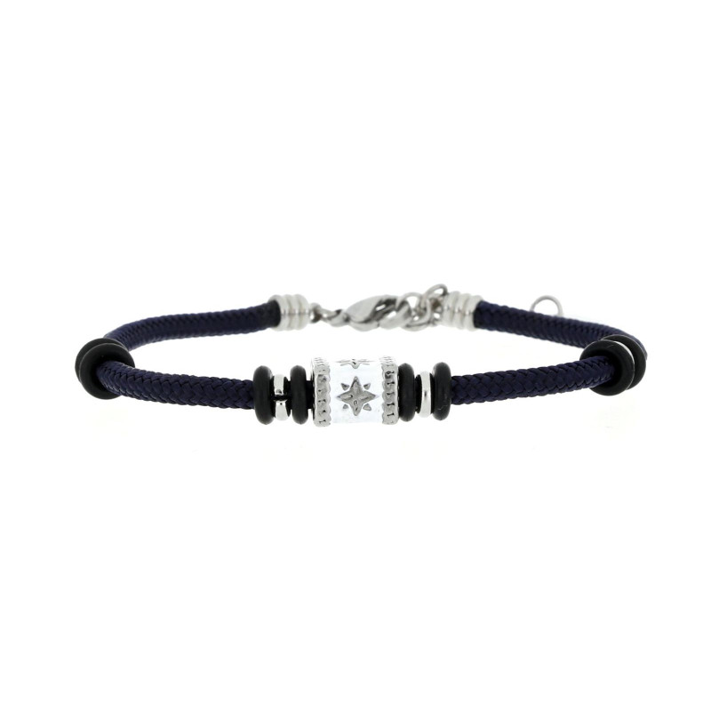 BRACCIALE "PORTOFINO" BLU NOTTE CM 19+3 IN ACCIAIO