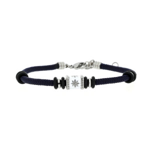 BRACCIALE "PORTOFINO" BLU NOTTE CM 19+3 IN ACCIAIO