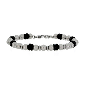BRACCIALE UOMO IN PIETRA E ACCIAIO CM 19+2