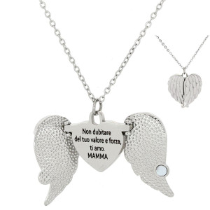 COLLANA "MAMMA" CON FRASE 'NON DUBITARE DEL TUO..' IN ACCIAIO