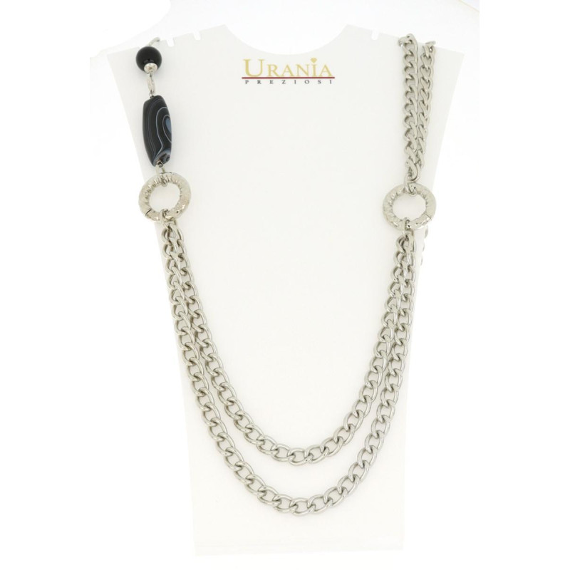 COLLANA "VENERE" RODIATO CM 82 CON PIETRE IN OTTONE