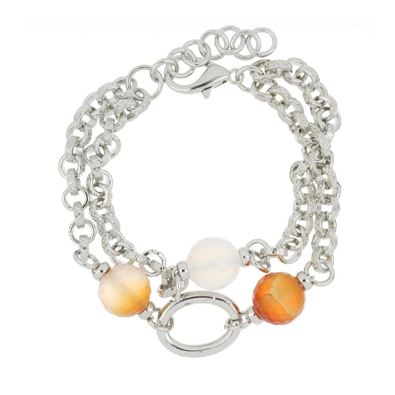 BRACCIALE "VENERE" RODIATO CON PIETRE CM 17+3 IN OTTONE