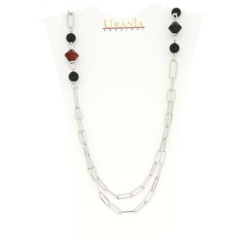 COLLANA "VENERE" RODIATO CM 85 CON PIETRE IN OTTONE