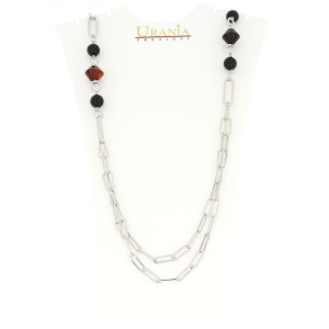 COLLANA "VENERE" RODIATO CM 85 CON PIETRE IN OTTONE