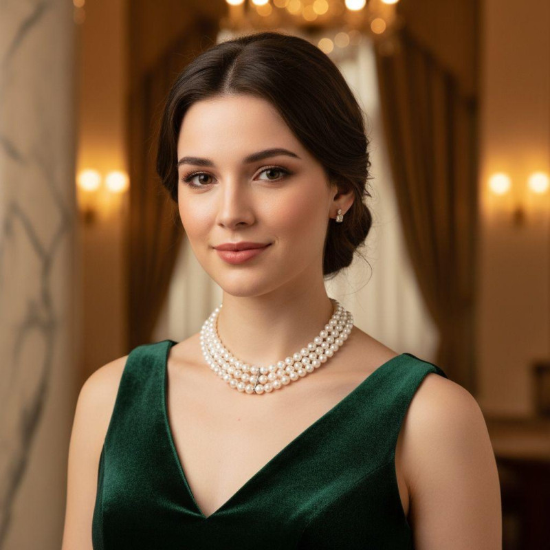 COLLANA PERLA CERIMONIA A CHOCHER IN ARGENTO