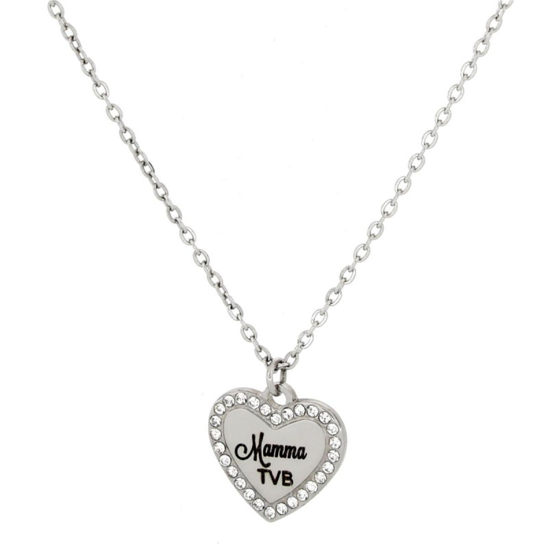 PENDENTE "MAMMA" IN ACCIAIO CUORE