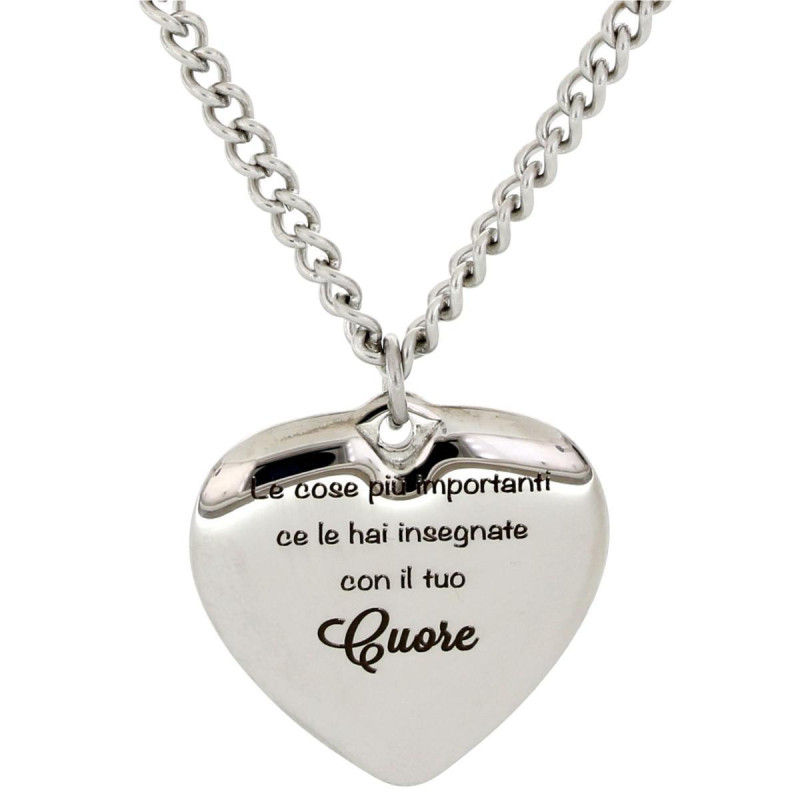 COLLANA "MAESTRA" CM 40+5 CON CUORE MM 30 IN ACCIAIO