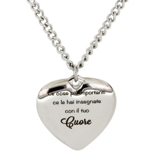 COLLANA "MAESTRA" CM 40+5 CON CUORE MM 30 IN ACCIAIO