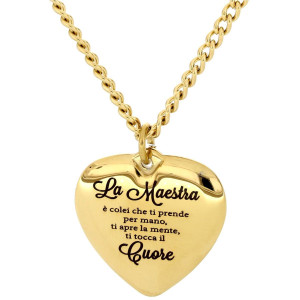 COLLANA "MAESTRA" CM 40+5 CON CUORE MM 30 IN ACCIAIO