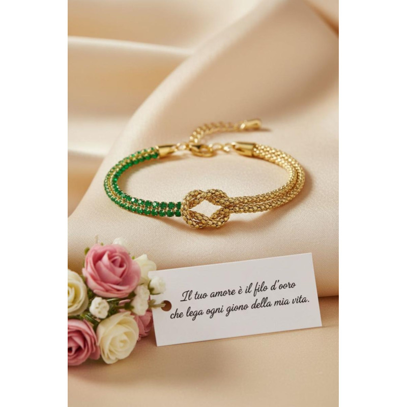 BRACCIALE NODI ZIRCONATI CM 17+3  IN ACCIAIO