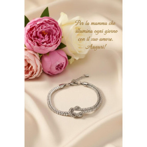 BRACCIALE NODI ZIRCONATI CM 17+3  IN ACCIAIO