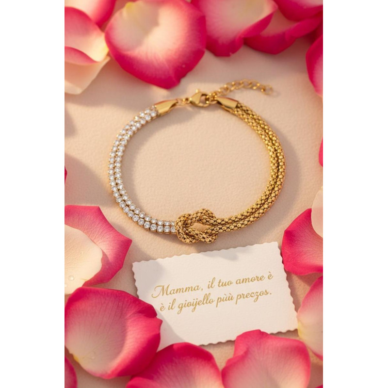 BRACCIALE NODI ZIRCONATI CM 17+3  IN ACCIAIO