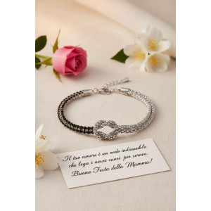 BRACCIALE NODI ZIRCONATI CM 17+3  IN ACCIAIO