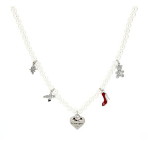 COLLANA 'MAMMA' CM 40+5 PERLA MM 6 IN ACCIAIO