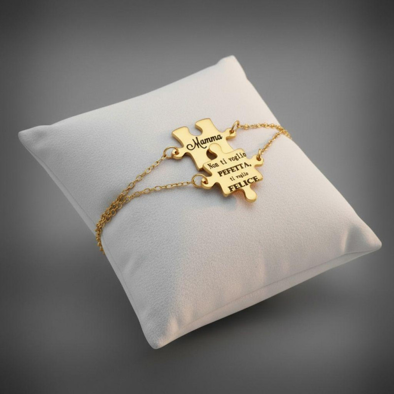 DOPPIO BRACCIALE 'MAMMA' CM 16+3 PUZZLE IN ACCIAIO