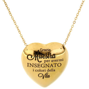 COLLANA "MAESTRA" CM 40+5 CON CUORE MM 30 IN ACCIAIO
