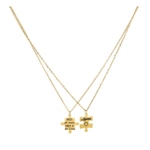 DOPPIA COLLANA 'MAMMA' PUZZLE E FRASE CM 37+5 IN ACCIAIO