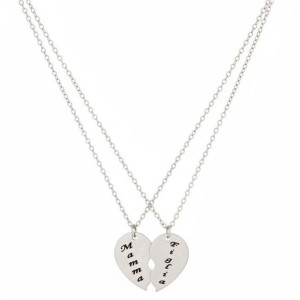 DOPPIA COLLANA MAMMA CM 37+5 CUORE SPEZZATO IN ACCIAIO