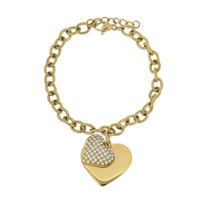 BRACCIALE DA PERSONALIZZARE IN ACCIAIO DOPPIO CUORE RIGIDO