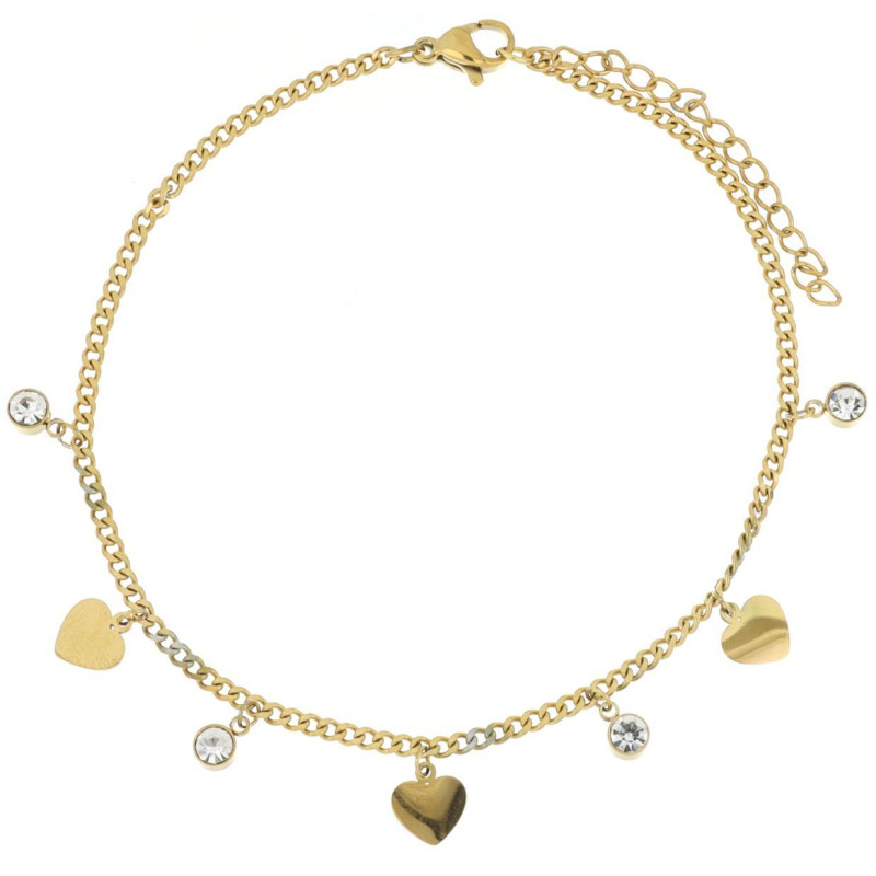 BRACCIALE AFRODITE DORATO CM 20+4 CON ZIRCONI IN ACCIAIO