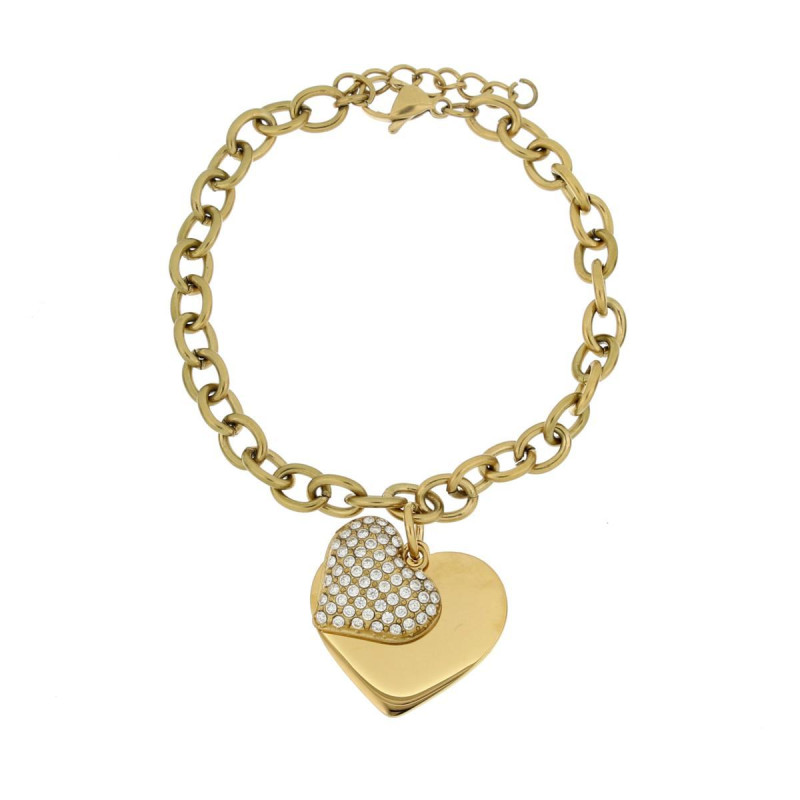 BRACCIALE DA PERSONALIZZARE IN ACCIAIO DOPPIO CUORE RIGIDO