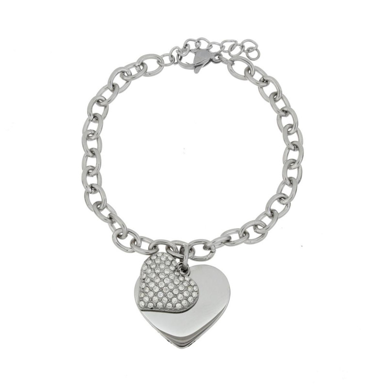 BRACCIALE DA PERSONALIZZARE IN ACCIAIO DOPPIO CUORE RIGIDO