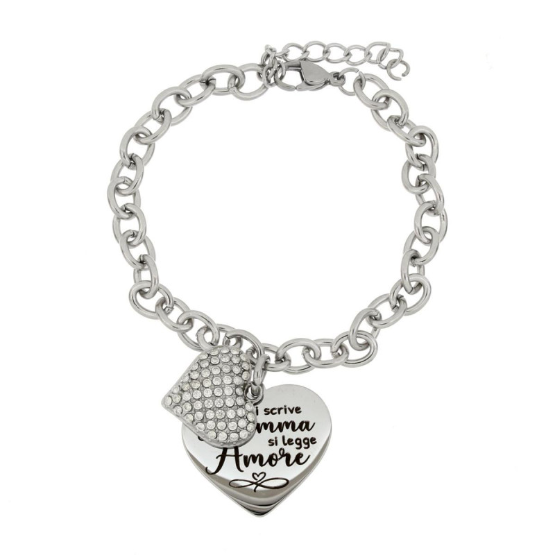 BRACCIALE "MAMMA" CON FRASE "SI SCRIVE MAMMA, SI LEGGE AMORE"