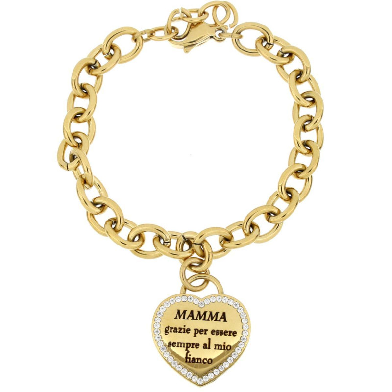 BRACCIALE "MAMMA" CON FRASE "MAMMA GRAZIE PER ESSERE.." IN ACC