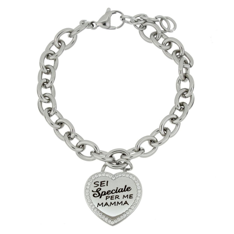 BRACCIALE "MAMMA" CON FRASE "UNA MADRE E' L'AMICA PIU'.." IN ACC