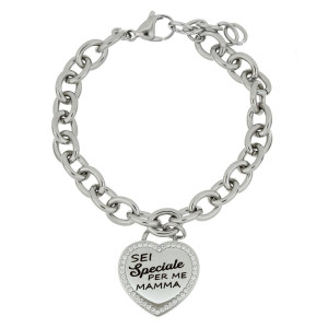 BRACCIALE "MAMMA" CON FRASE "UNA MADRE E' L'AMICA PIU'.." IN ACC