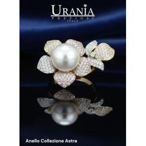 ANELLO "ASTRA" MM 22X34 CON PERLA MM 14 IN OTTONE