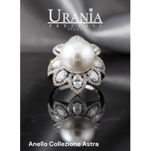 ANELLO "ASTRA" MM 25 CON PERLA MM 14 IN OTTONE