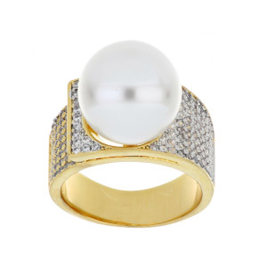 ANELLO "ASTRA" MM 13 CON PERLA MM 12 IN OTTONE