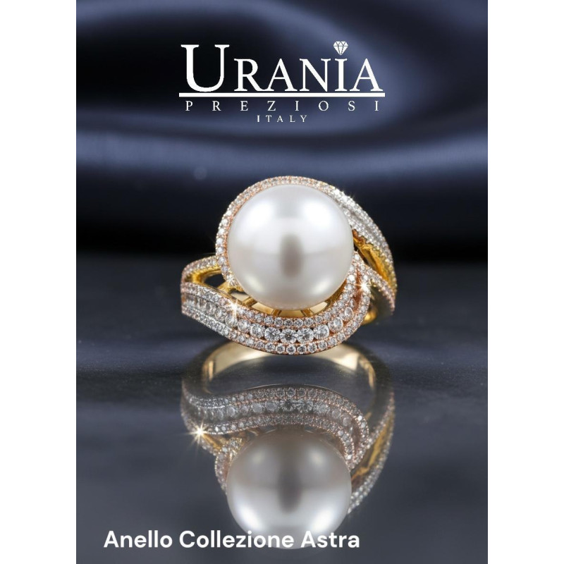 ANELLO "ASTRA" MM 21 CON PERLA MM 14 IN OTTONE