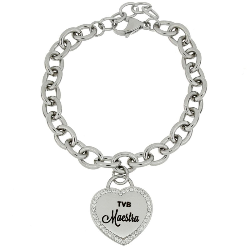 BRACCIALE "MAESTRA" CON FRASE 'TVB MAESTRA' IN ACCIAIO