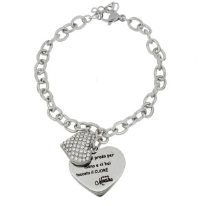 BRACCIALE "MAESTRA" CON FRASE 'CI HAI PRESO PER MANO..' IN ACCIA