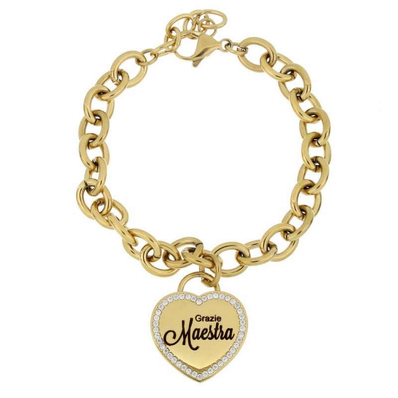 BRACCIALE "MAESTRA" CON FRASE 'GRAZIE MAESTRA' IN ACCIAIO