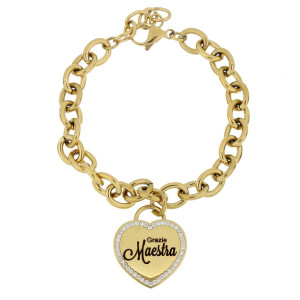 BRACCIALE "MAESTRA" CON FRASE 'GRAZIE MAESTRA' IN ACCIAIO