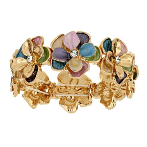 BRACCIALE ARMONIA CON FIORI MM 25 IN OTTONE