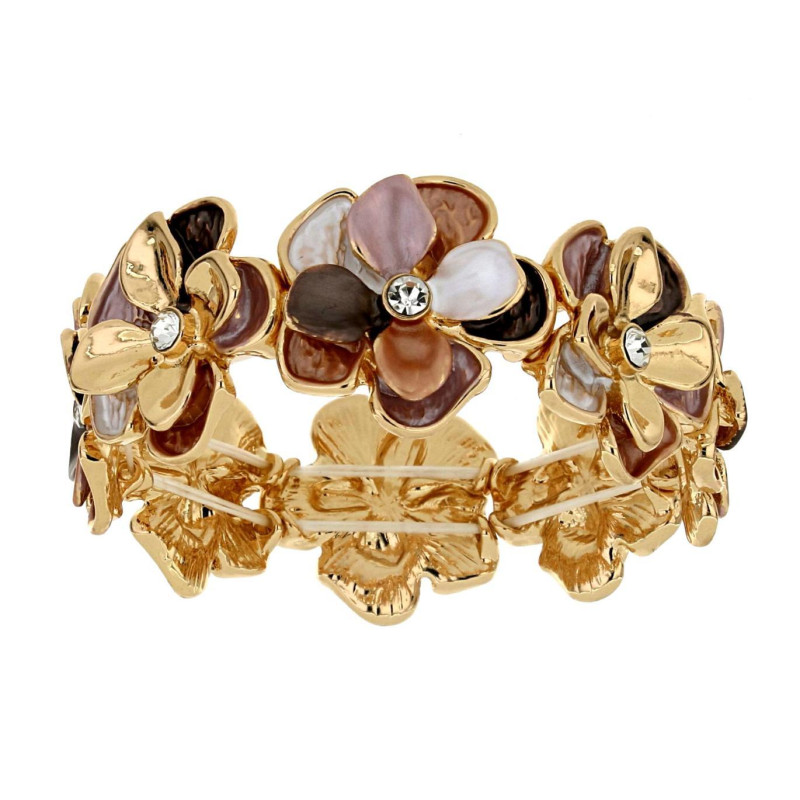 BRACCIALE ARMONIA CON FIORI MM 25 IN OTTONE