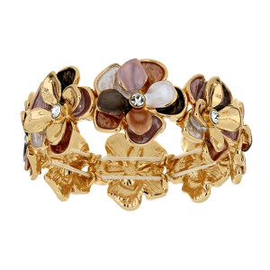 BRACCIALE ARMONIA CON FIORI MM 25 IN OTTONE