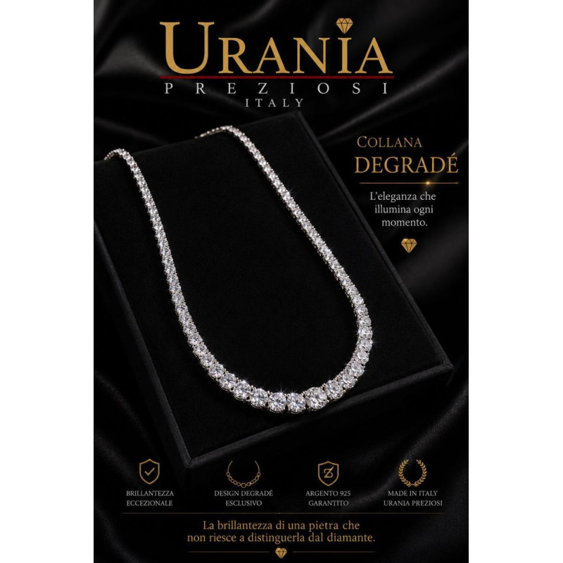 COLLANA TENNIS CM 43 E ZIRCONI MM 6 4 E 3 IN ARGENTO 925
