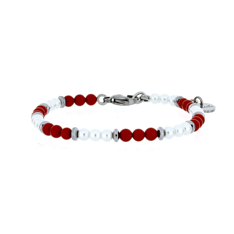 BRACCIALE UOMO IN PIETRA E ACCIAIO CM 18+3
