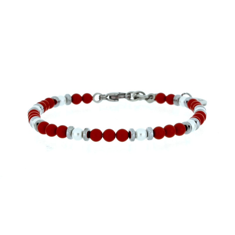 BRACCIALE UOMO IN PIETRA E ACCIAIO CM 18+3