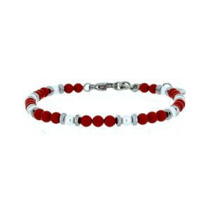 BRACCIALE UOMO IN PIETRA E ACCIAIO CM 18+3