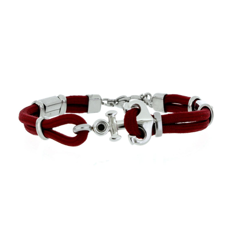 BRACCIALE "PORTOFINO" BORDEAUX CM 18+3 IN ACCIAIO