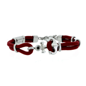 BRACCIALE "PORTOFINO" BORDEAUX CM 18+3 IN ACCIAIO