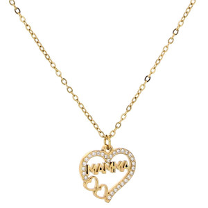 COLLANA "MAMMA" CM 40+5 CON CUORE MM 15 IN ACCIAIO