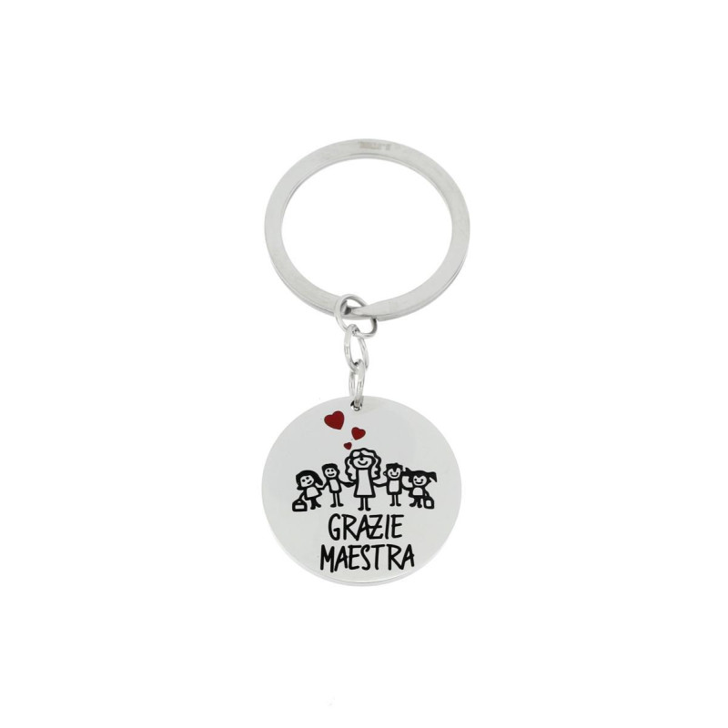 PORTACHIAVI MAESTRA " GRAZIE MAESTRA" IN ACCIAIO